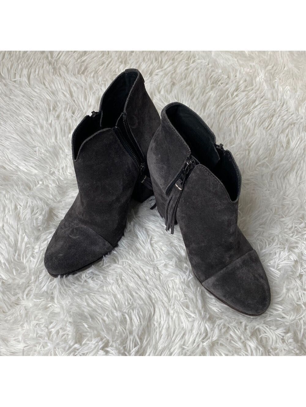 Rag & bone black/gray soft leather double side zip ankle boots